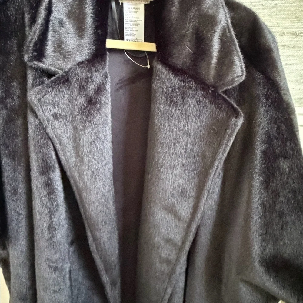 New OS one size large oversized FREE PEOPLE starlett faux fur poncho black coat